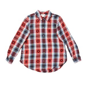 Ariat Women's Shirt Plaid Embroidered Aztec Red Long Sleeve Size M